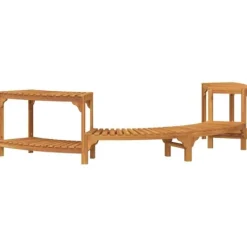 Hot Halvrund udendørs badetub omkreds i solid akacietræ | Størrelse: 252 x 112 x 55.5 cm | Farve: Brun Spa & Udendørsbad