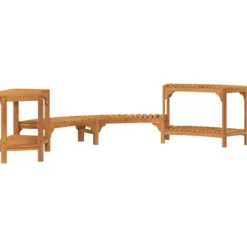 Hot Halvrund udendørs badetub omkreds i solid akacietræ | Størrelse: 252 x 112 x 55.5 cm | Farve: Brun Spa & Udendørsbad