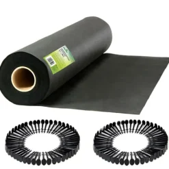 Hot Have agrotekstil 1 m x 75 m + 100 Plonos stifter - sort Haveduge