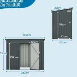 Have, 235x117x185 cm, Mørkegrå Skure, Garager & Carports