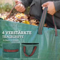 Havekurve^Haveaffaldspose, 300L kapacitet, 150gsm materiale, 67cm diameter, 84cm højde, 4 forstærkede håndtag