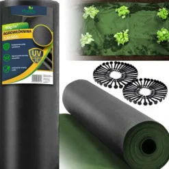 Haveduge^Haveagrotekstil 1,6 m x 50 m 90 g/m2 + 100 Plonos-nåle - sort og grøn