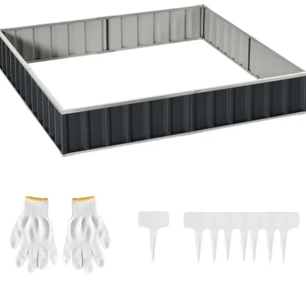 Plantningsbænke^Havebed, Tykt Farvet Stål, 258L x 90B x 30H cm, 253L x 85B x 30H cm Planteområde, Værktøjsfri Installation, Hævet Design