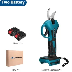 Haveværktøj^Havebeskærer - Batteridrevet beskæringssaks - 18V - 2 Batterier - Børsteløs Motor - 50 mm Skærediameter - Klinge i Højkulstofstål - EU-Stik - Rød/Sort | CDON
