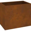 Krukker & Plantebeholdere^Haveblomsterkrukke i stål - Vejrbestandig | Størrelse: 50x32x40 cm | Farve: Brun