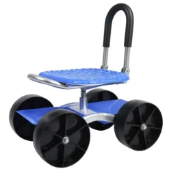Støtte Med Hjul, Sæder & Knæbeskyttelse Til Havepleje^Havebænk, Justerbar Højde, Ergonomisk Design,Blå