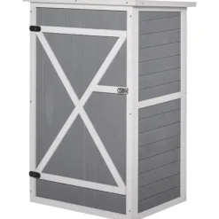 Havebod i træ 75×56×115 cm med hyldeplan, sort/grå/hvid Skure, Garager & Carports