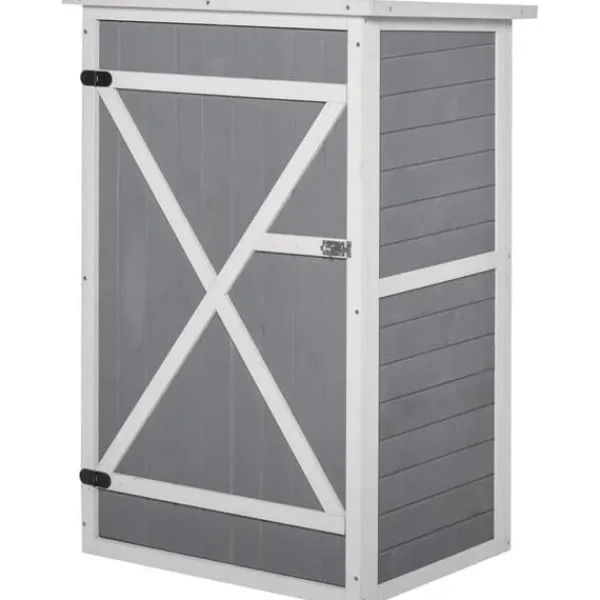 Havebod i træ 75×56×115 cm med hyldeplan, sort/grå/hvid Skure, Garager & Carports