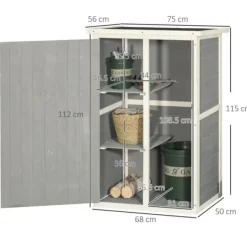 Havebod i træ 75×56×115 cm med hyldeplan, sort/grå/hvid Skure, Garager & Carports