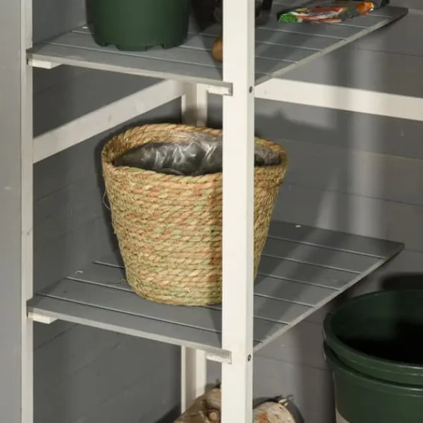 Havebod i træ 75×56×115 cm med hyldeplan, sort/grå/hvid Skure, Garager & Carports