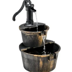 Springvand & Damme^Havebrønd, 45,5x41x68 cm, Antik Bronze