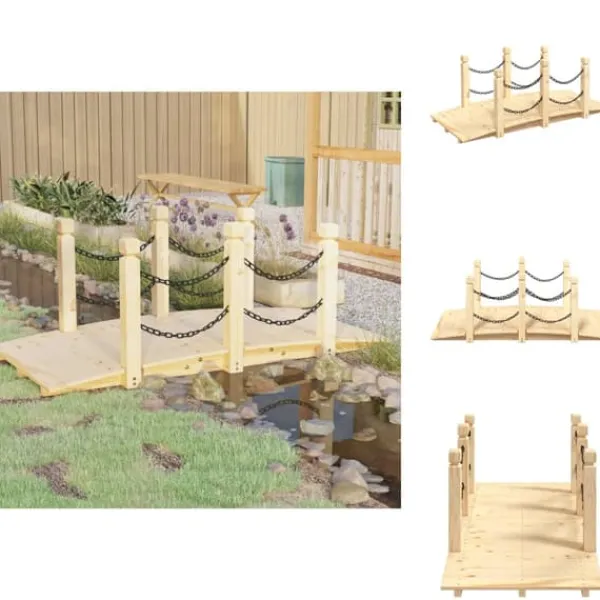 Sale Havebroer - Living havebro med kædegelænder 150x67x56 cm massivt grantræ Havebroer