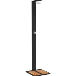 Spa & Udendørsbad^Havebruser i polyrattan med akacietræ - Udendørs bruser | Farve: Sort | Størrelse: 50x55x224 cm