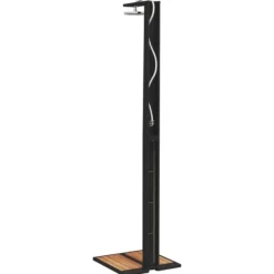 Spa & Udendørsbad^Havebruser i polyrattan med akacietræ - Udendørs bruser | Farve: Sort | Størrelse: 50x55x224 cm