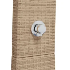 Havebruser i polyrattan med akacietræ - Fritstående udendørs bruser | Størrelse: 55x60x224 cm | Farve: Beige Spa & Udendørsbad