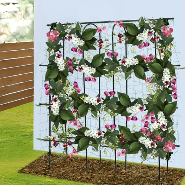 Online Havebue - Espalier med net - Rustbestandigt stål & PE - Mål 180×30×180 cm - Rør Ø16 mm - Til klatreplanter - Sort Krukker & Plantebeholdere