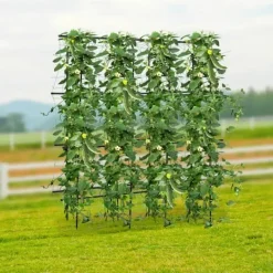 Online Havebue - Espalier med net - Rustbestandigt stål & PE - Mål 180×30×180 cm - Rør Ø16 mm - Til klatreplanter - Sort Krukker & Plantebeholdere