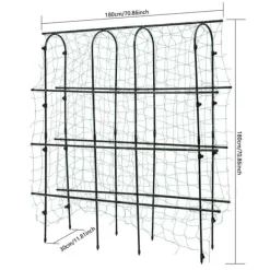Online Havebue - Espalier med net - Rustbestandigt stål & PE - Mål 180×30×180 cm - Rør Ø16 mm - Til klatreplanter - Sort Krukker & Plantebeholdere