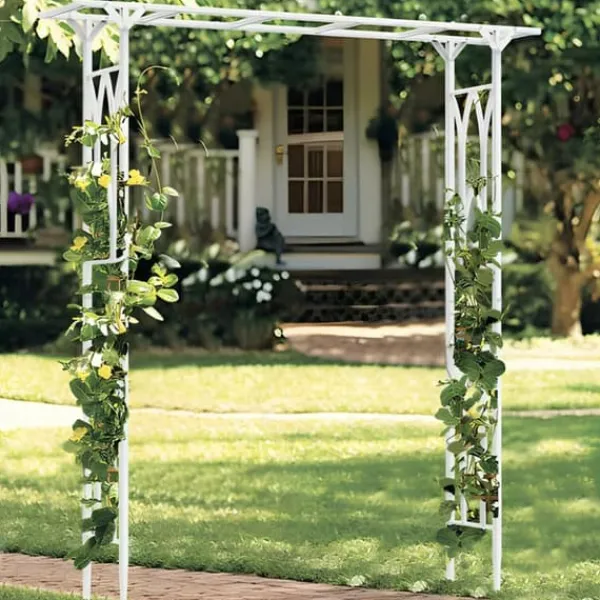 New Havebue Pergola - Metalspalier - PVC-belagt ramme - Ekstra robust til udendørs brug - Til klatreplanter og bryllup - Hvid Buer, Spalier, Lysthuse Uden Tag