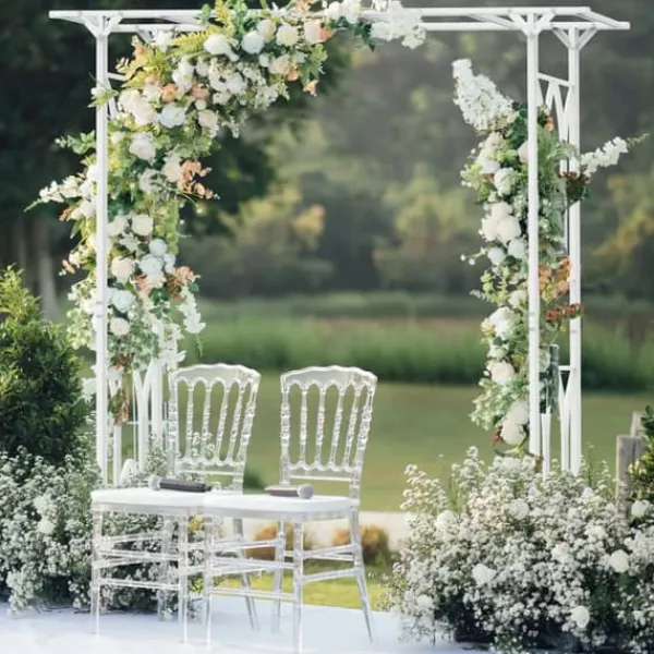 New Havebue Pergola - Metalspalier - PVC-belagt ramme - Ekstra robust til udendørs brug - Til klatreplanter og bryllup - Hvid Buer, Spalier, Lysthuse Uden Tag