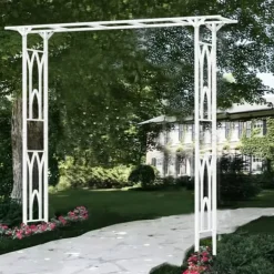 New Havebue Pergola - Metalspalier - PVC-belagt ramme - Ekstra robust til udendørs brug - Til klatreplanter og bryllup - Hvid Buer, Spalier, Lysthuse Uden Tag