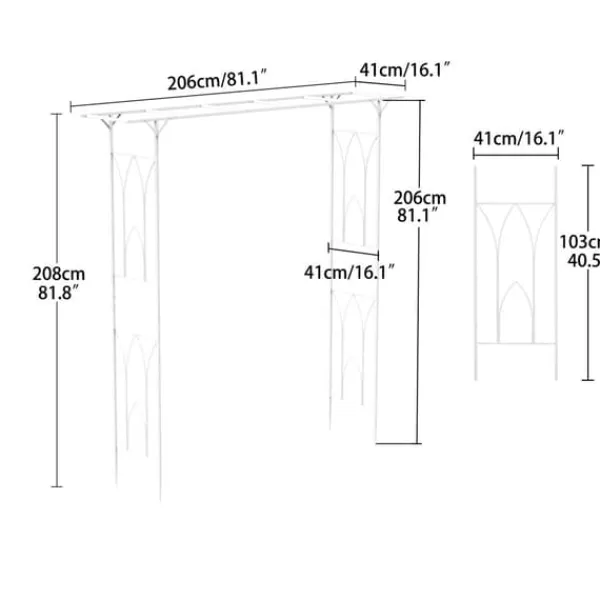 New Havebue Pergola - Metalspalier - PVC-belagt ramme - Ekstra robust til udendørs brug - Til klatreplanter og bryllup - Hvid Buer, Spalier, Lysthuse Uden Tag