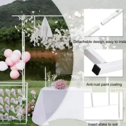 New Havebue Pergola - Metalspalier - PVC-belagt ramme - Ekstra robust til udendørs brug - Til klatreplanter og bryllup - Hvid Buer, Spalier, Lysthuse Uden Tag