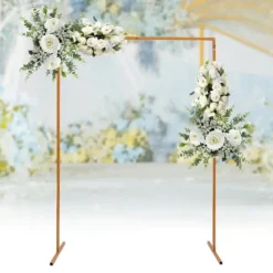 Discount Havebue til bryllup, firkantet metalbue med baser, 6,6 × 4,9 ft, gul, størrelse M Buer, Spalier, Lysthuse Uden Tag