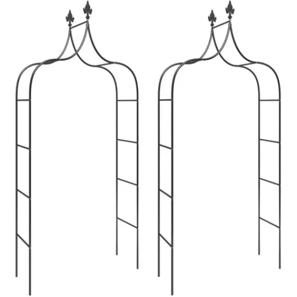 Clearance Havebuer 2 stk. - Romantisk havebue i pulverlakeret stål | Størrelse: 120x38x260 cm | Farve: Sort Buer, Spalier, Lysthuse Uden Tag