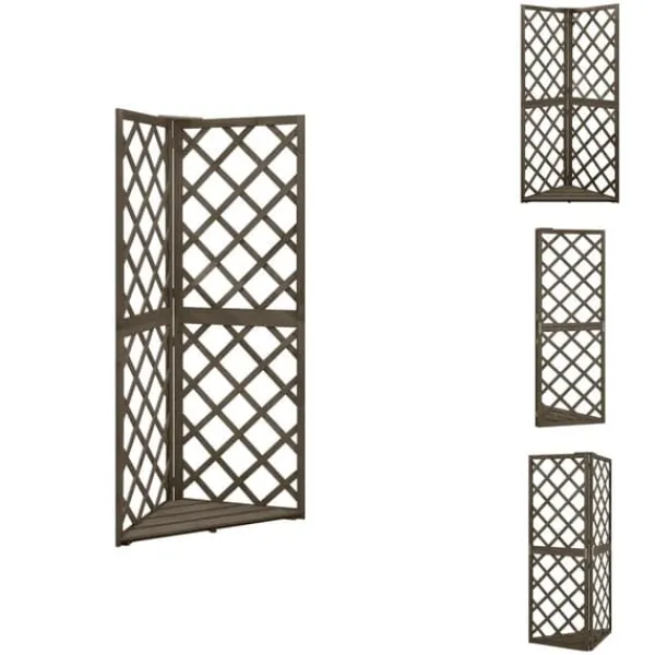 Buer, Spalier, Lysthuse Uden Tag^Havebuer, espalierer & pergolaer - Living espalier til hjørne 50x50x145 cm massivt grantræ grå