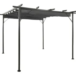 Online Havebuer, espalierer & pergolaer - Living pergola med sammenrulleligt tag 3x3 m 180 g/m² antracitgrå Buer, Spalier, Lysthuse Uden Tag