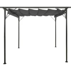 Online Havebuer, espalierer & pergolaer - Living pergola med sammenrulleligt tag 3x3 m 180 g/m² antracitgrå Buer, Spalier, Lysthuse Uden Tag