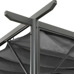 Online Havebuer, espalierer & pergolaer - Living pergola med sammenrulleligt tag 3x3 m 180 g/m² antracitgrå Buer, Spalier, Lysthuse Uden Tag