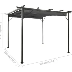 Online Havebuer, espalierer & pergolaer - Living pergola med sammenrulleligt tag 3x3 m 180 g/m² antracitgrå Buer, Spalier, Lysthuse Uden Tag