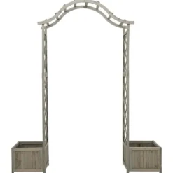 Buer, Spalier, Lysthuse Uden Tag^Havebuer, espalierer & pergolaer - Living havepergola med plantekasse massivt fyrretræ grå