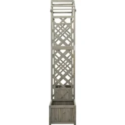 Buer, Spalier, Lysthuse Uden Tag^Havebuer, espalierer & pergolaer - Living havepergola med plantekasse massivt fyrretræ grå