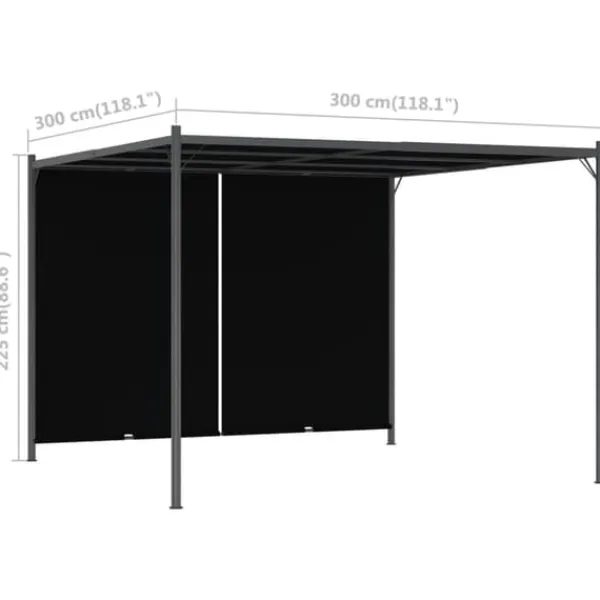 Buer, Spalier, Lysthuse Uden Tag^Havebuer, espalierer & pergolaer - Living pergola tilbagetrækkeligt tag 3x3 m antracitgrå