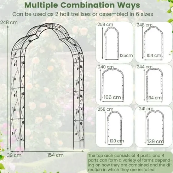 Krukker & Plantebeholdere^Havebuer, 150x39x250 cm, Sort