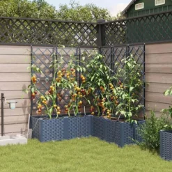 Plantningsbænke^Havedåse med automatisk vanding - Plantekasse i stål | Farve: Grå | Størrelse: 120x120x142 cm