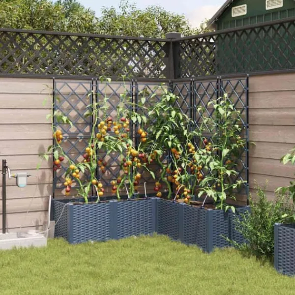 Plantningsbænke^Havedåse med automatisk vanding - Plantekasse i stål | Farve: Grå | Størrelse: 120x120x142 cm