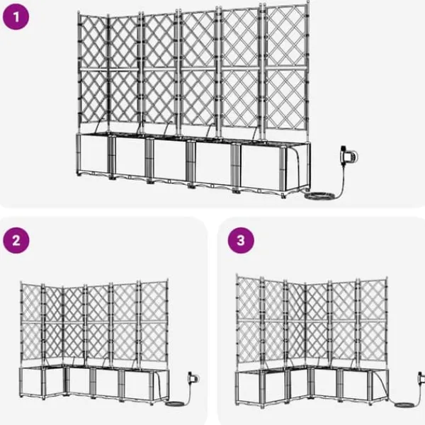 Plantningsbænke^Havedåse med automatisk vanding - Plantekasse i stål | Farve: Grå | Størrelse: 120x120x142 cm