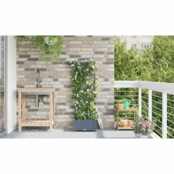 Online Havedåse med automatisk vanding - Rektangulær plantekasse i stål | Farve: Lysegrå | Størrelse: 40x40x126 cm Krukker & Plantebeholdere