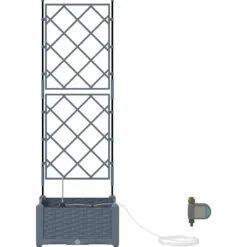 Online Havedåse med automatisk vanding - Rektangulær plantekasse i stål | Farve: Lysegrå | Størrelse: 40x40x126 cm Krukker & Plantebeholdere