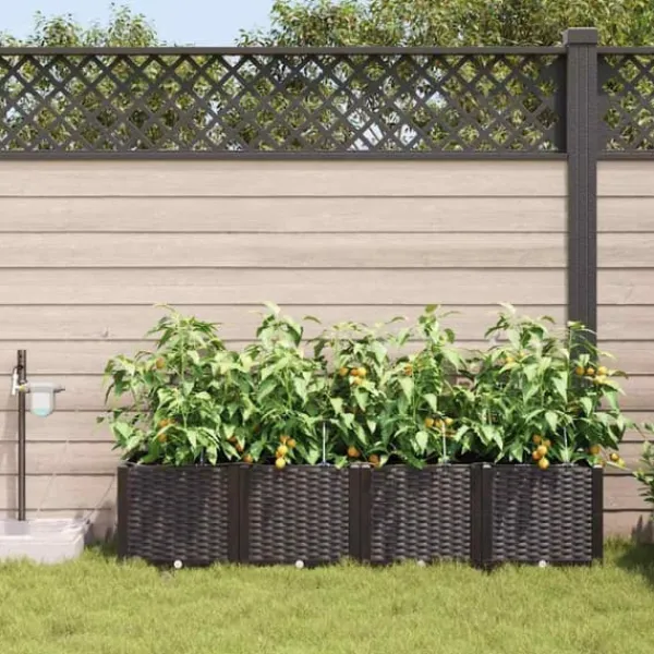 Havedåse med automatisk vanding - Moderne plantekasse i stål | Størrelse: 160x40x37,5 cm | Farve: Brun Plantningsbænke