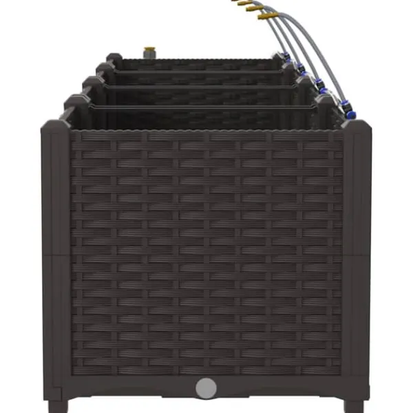 Havedåse med automatisk vanding - Moderne plantekasse i stål | Størrelse: 160x40x37,5 cm | Farve: Brun Plantningsbænke
