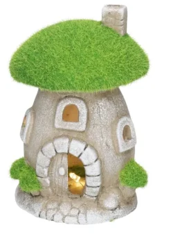 Clearance HAVEFIGUR HUS SVAMP KERAMISK LED Havedekorationer