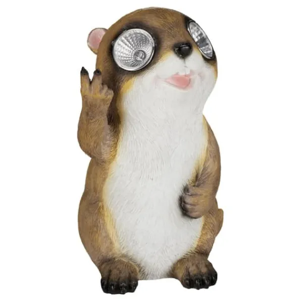 Havedekorationer^Havefigur, Marmot Solcelledrevet Havestatue, 23x13x13 cm, Beige