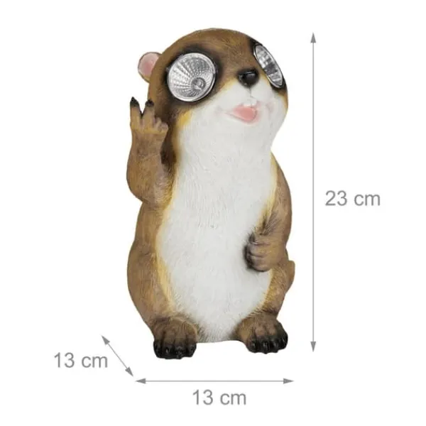 Havedekorationer^Havefigur, Marmot Solcelledrevet Havestatue, 23x13x13 cm, Beige