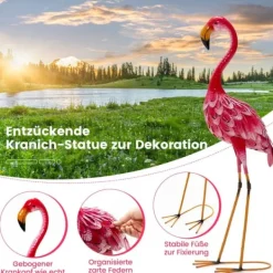 Online Havefigur Sæt, Flamingo Dekoration 2-delt, 20x27x89 cm Havedekorationer