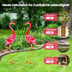 Online Havefigur Sæt, Flamingo Dekoration 2-delt, 20x27x89 cm Havedekorationer